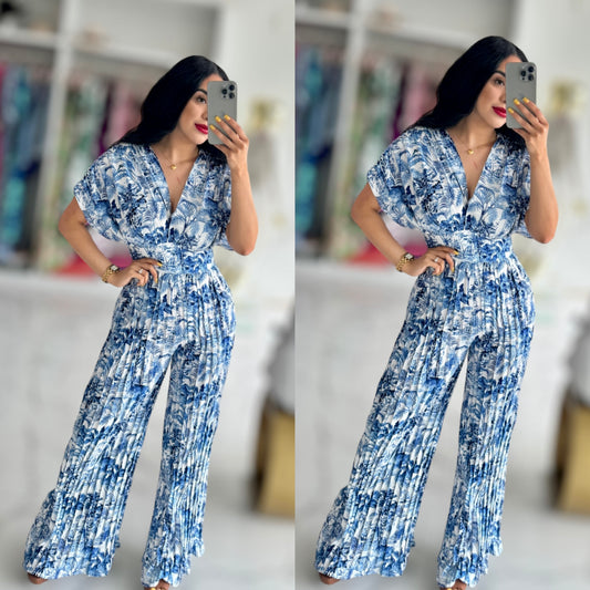 Royal Blue Floral Jumpsuit