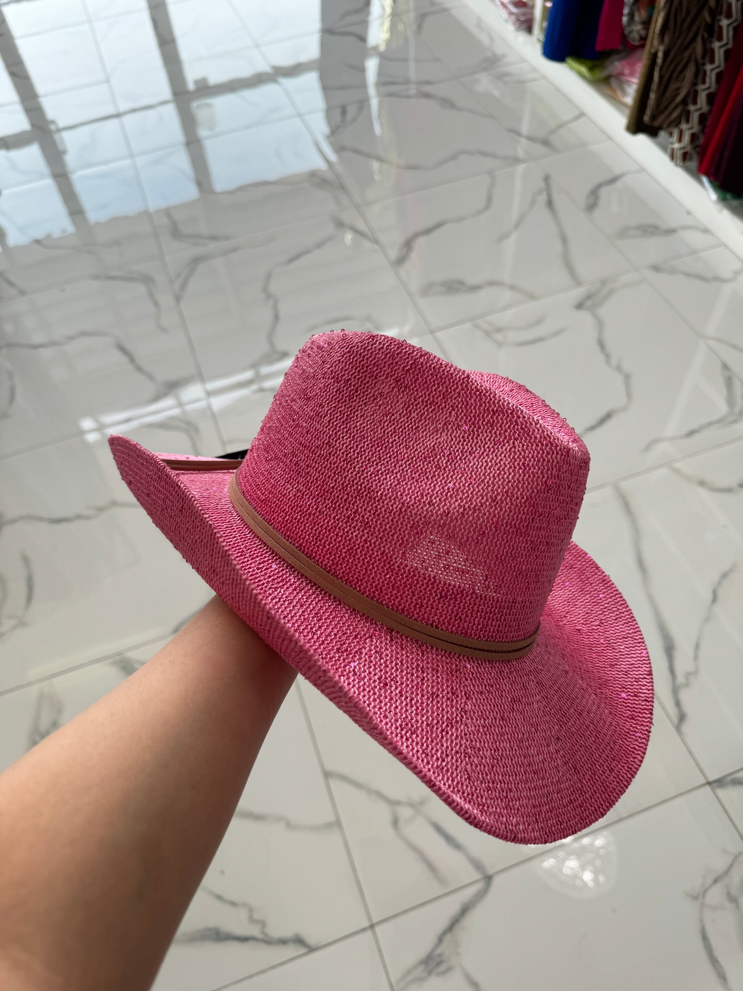 Pink Glitter Cowgirl Hat