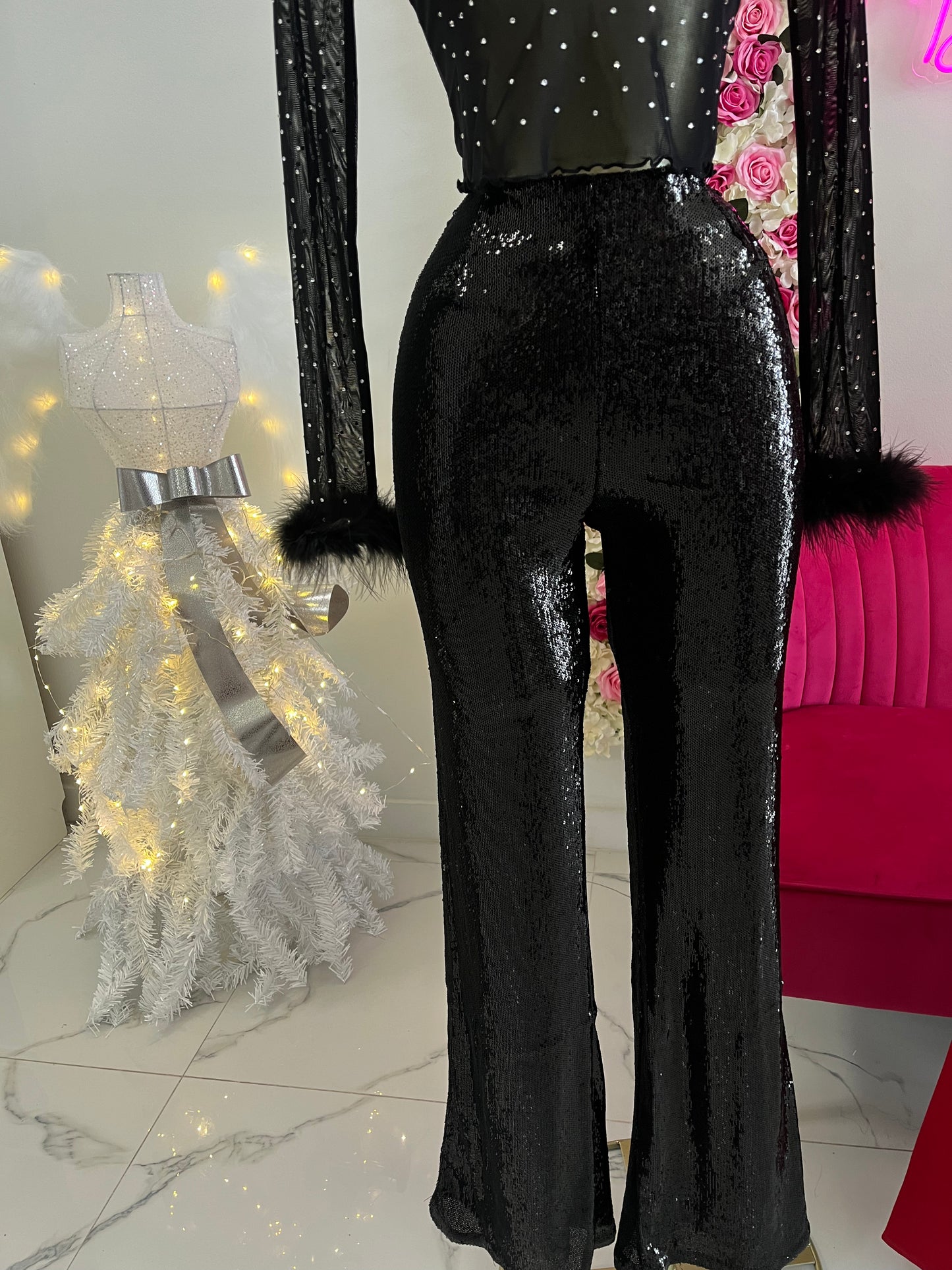 Sequin Blk Pant