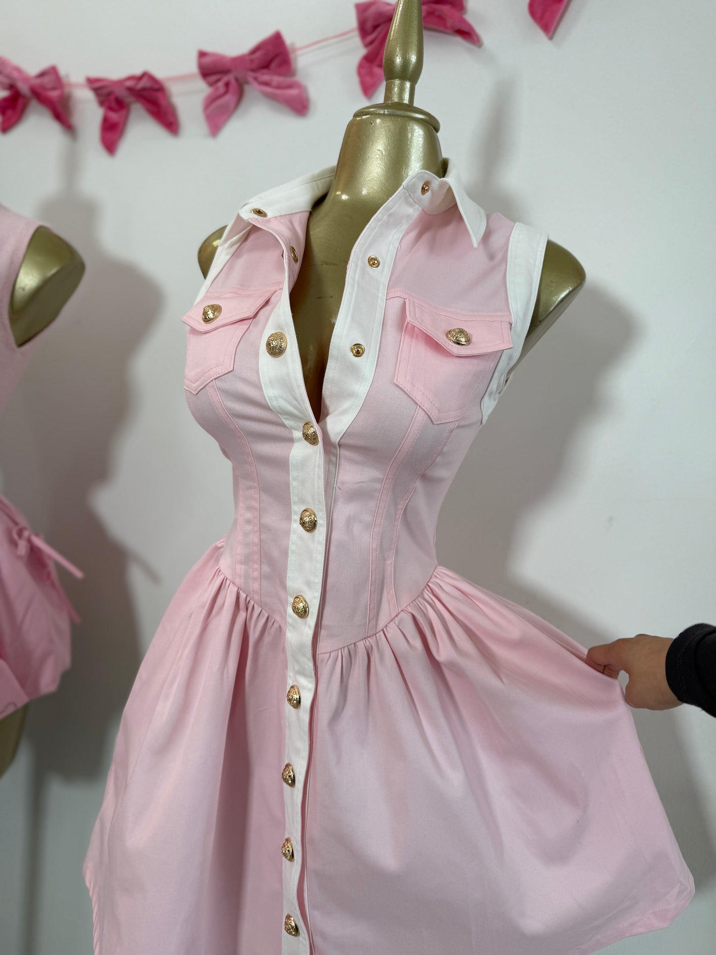 Pretty Pink Cotton Denim Dress