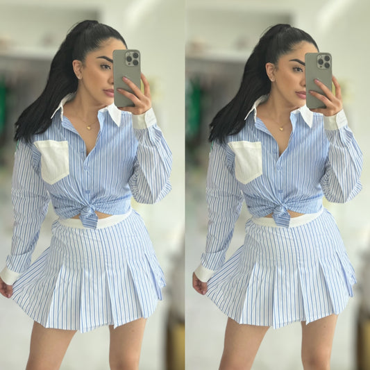 Stripe skirt 2pc set