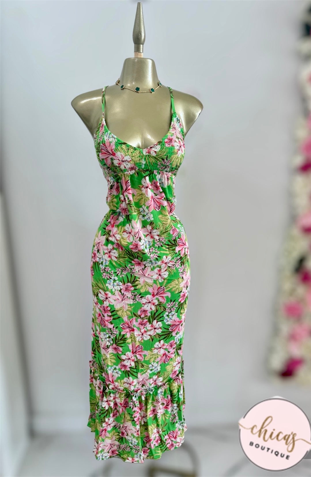 Green Floral Dress