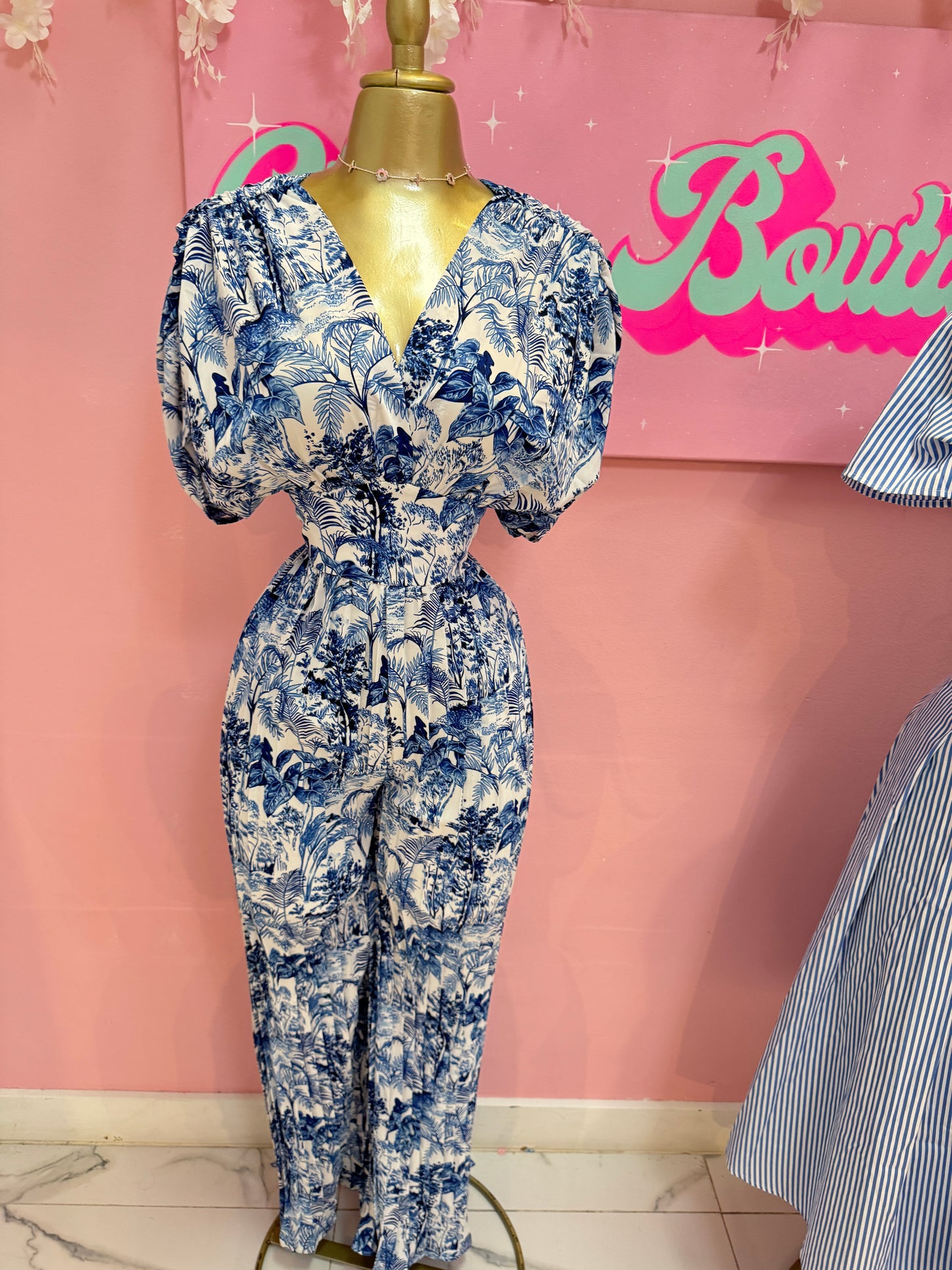 Royal Blue Floral Jumpsuit