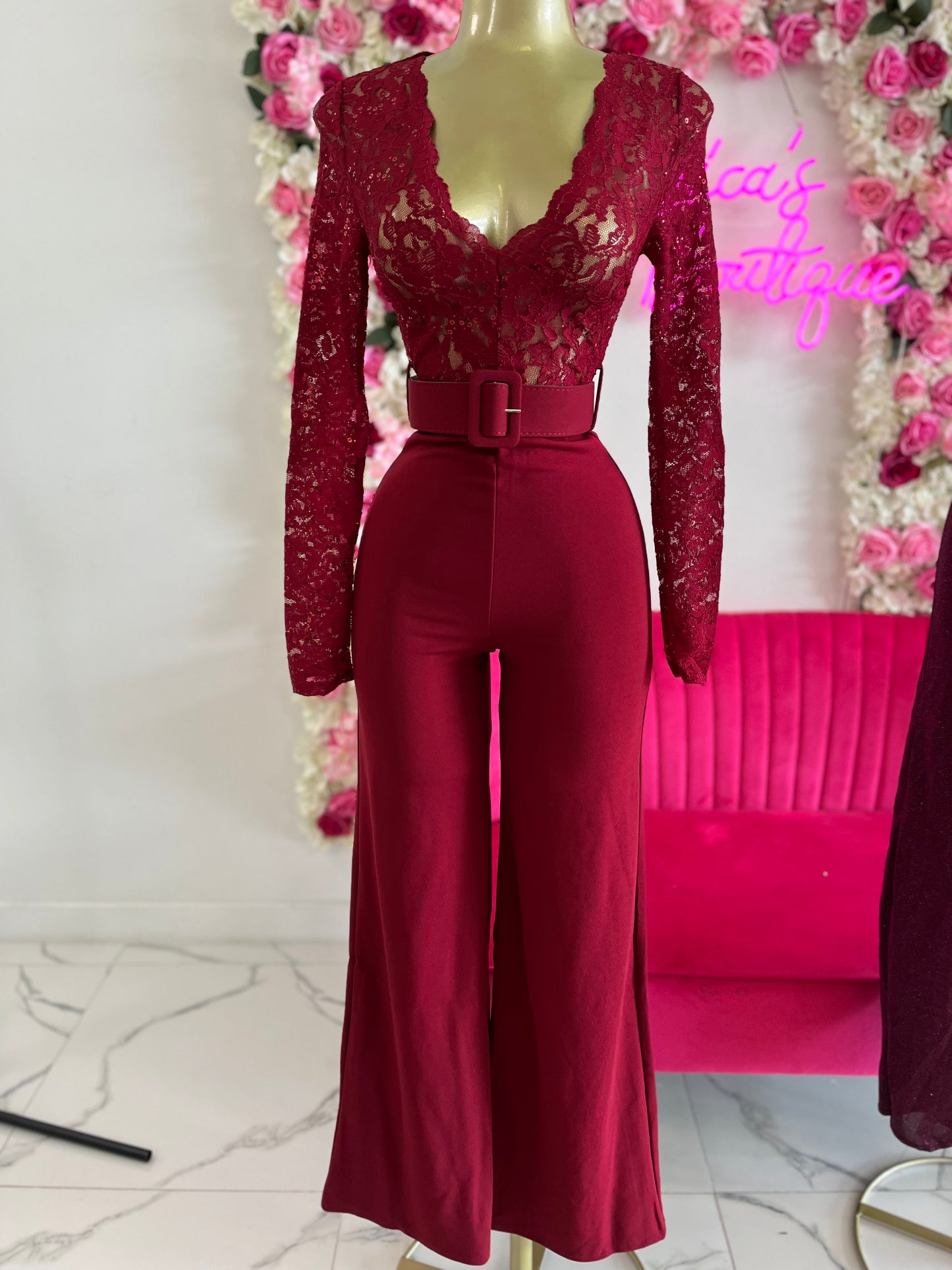 Alicia Burgundy Jumpsuit