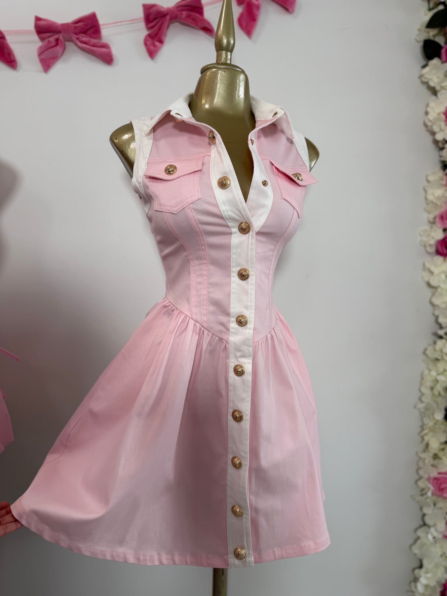 Pretty Pink Cotton Denim Dress