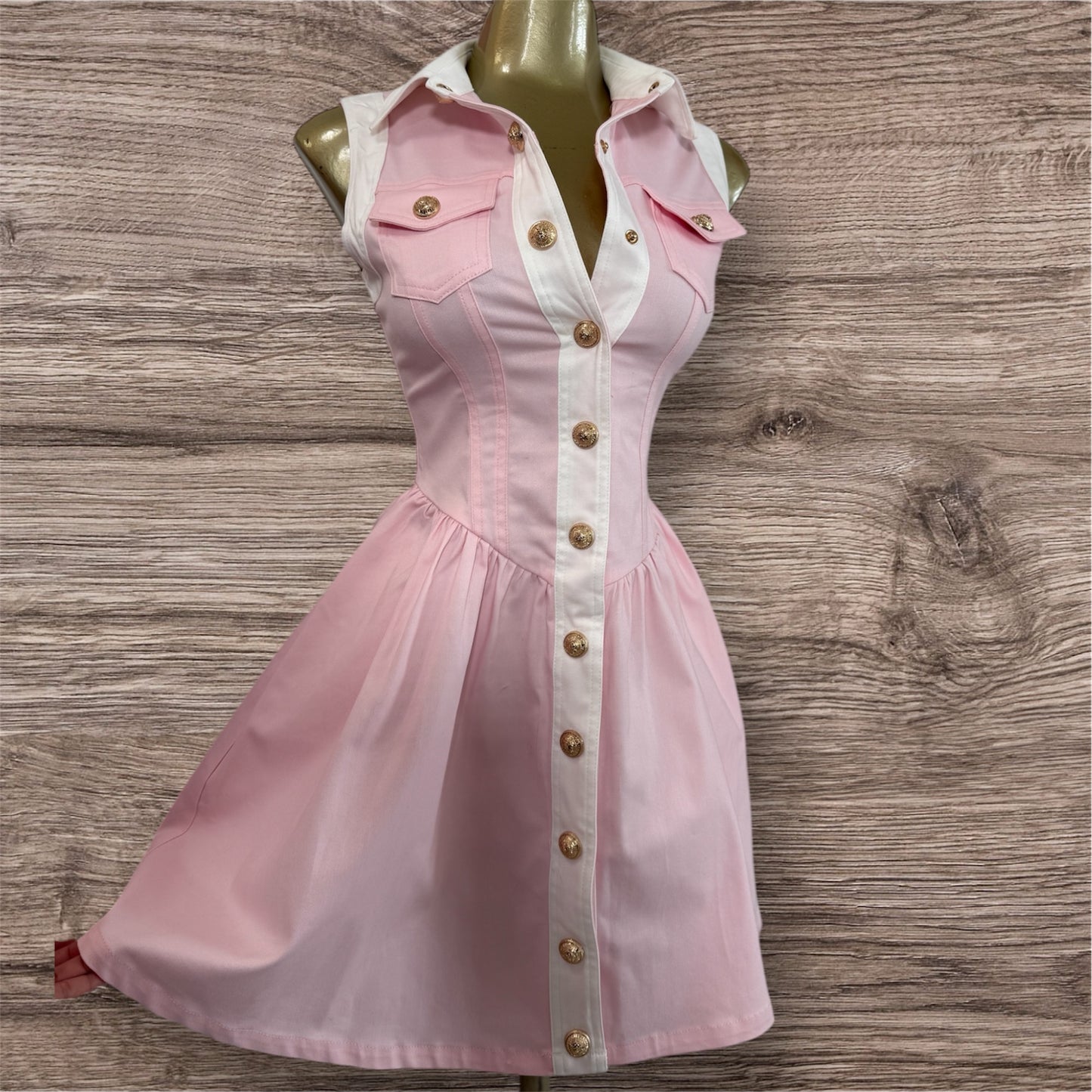 Pretty Pink Cotton Denim Dress