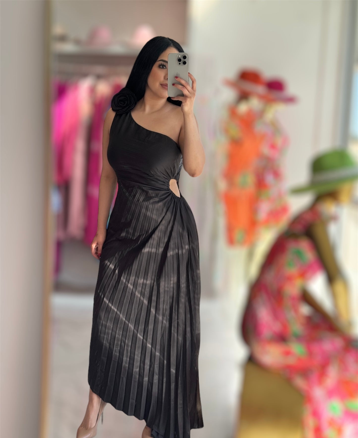 Black Maxi Rose Dress