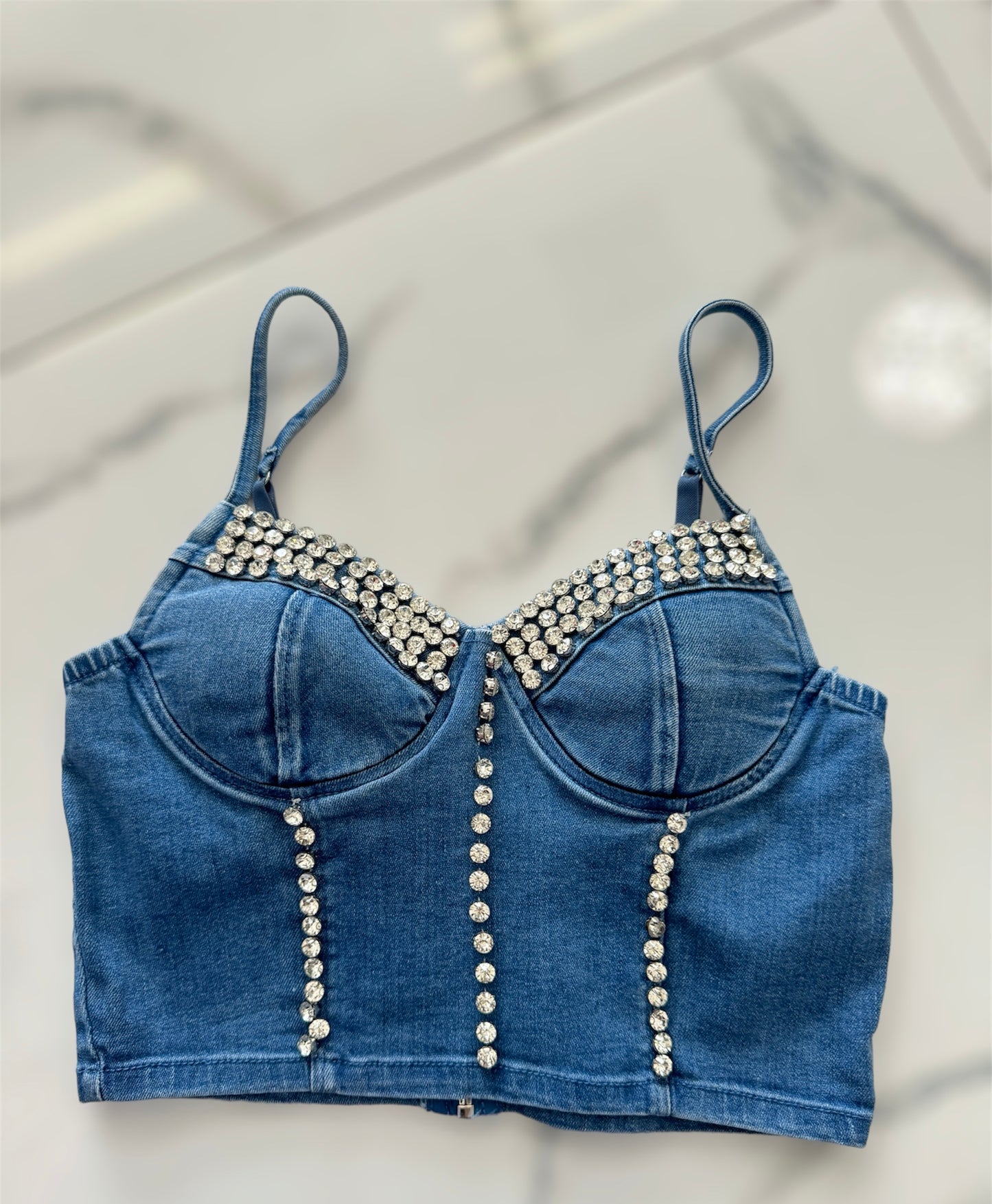 Rhinestone Medium Denim Top