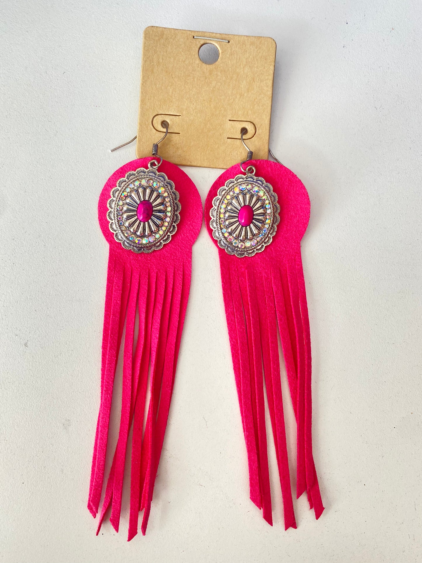 Pink Fringe Earrings