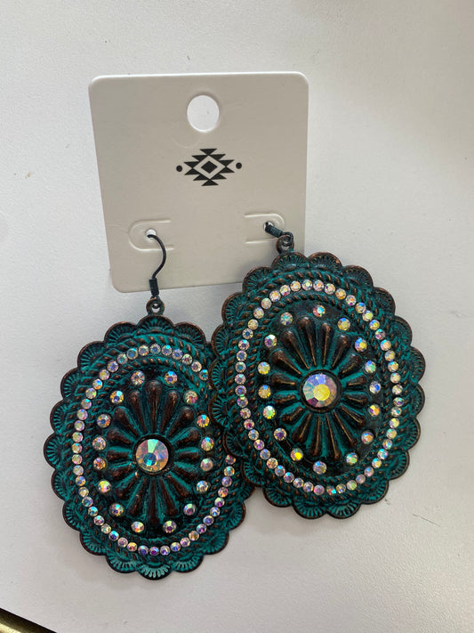 Teal Concho Earrings